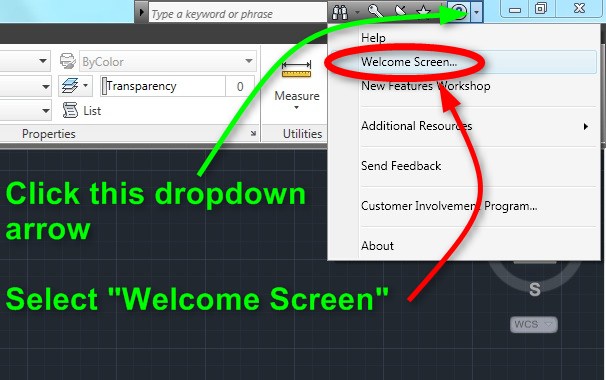 Open the Welcome Screen | AutoCAD Tips