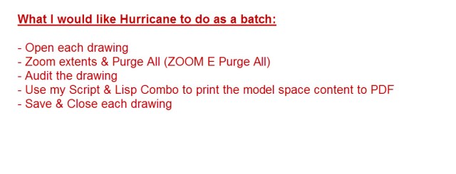 Hurricane List of batch steps